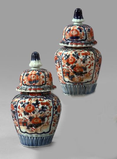 Appraisal: Diminutive Pair of Japanese Edo Imari Porcelain Covered Vases third