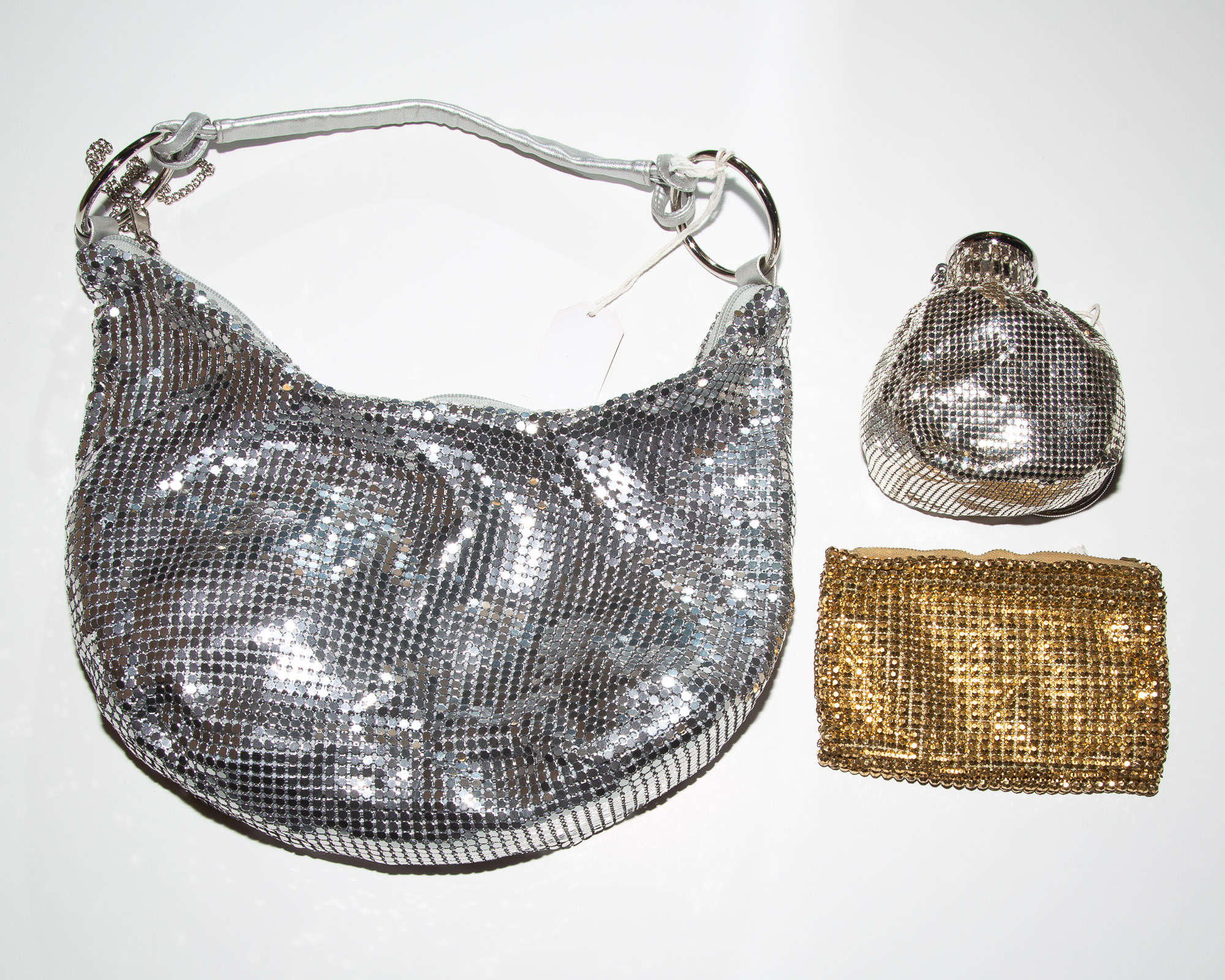 Appraisal: WHITING DAVIS SILVER MESH EVENING BAG together with a similar