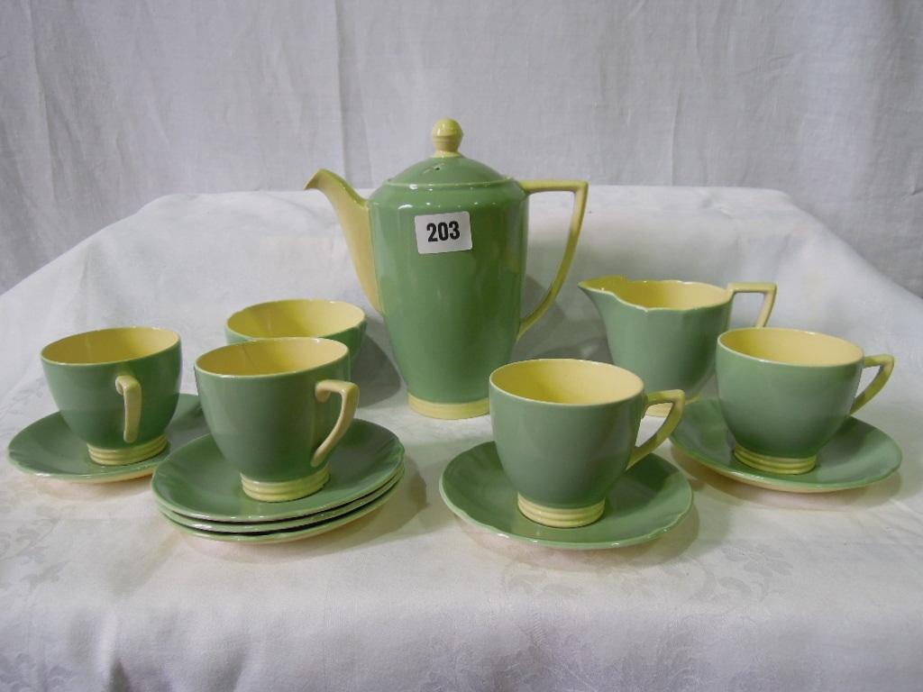 Appraisal: A collection of Mintons Solaro ware coffee wares with green