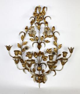 Appraisal: Painted gilt metal candle wall sconce A painted gilt metal