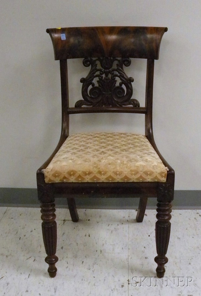 Appraisal: Classical Carved Mahogany and Mahogany Veneer Side Chair with Upholstered