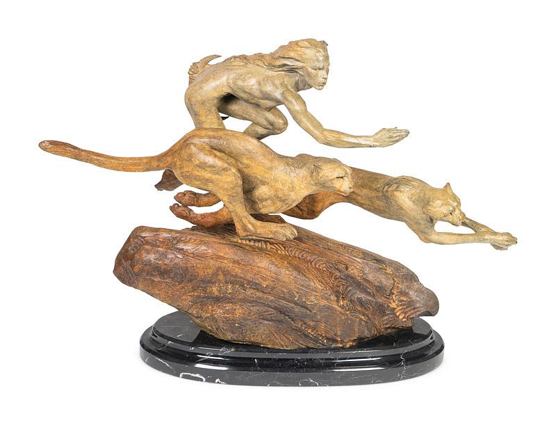 Appraisal: Richard MacDonald American b Diana Running with Cheetahs Richard MacDonald