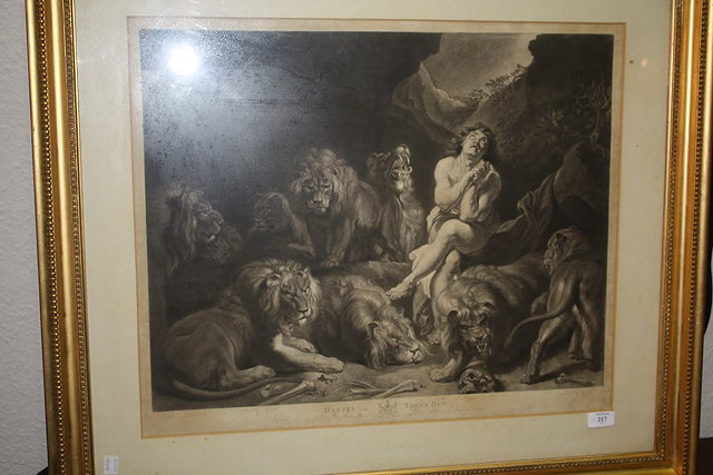 Appraisal: Two mezzotint engravingsAfter Rubens 'Daniel in the Lion's Den engraved