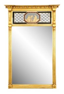 Appraisal: American Federal Style Eglomise Trumeau Mirror American mid th century