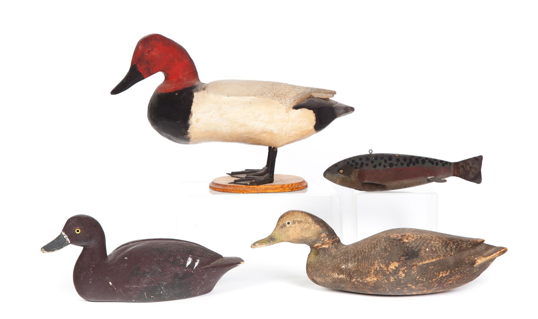 Appraisal: FOUR PIECES OF FOLK ART American th century Two duck