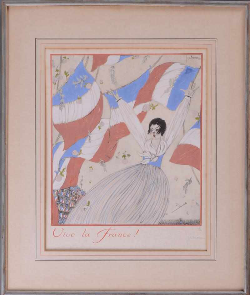 Appraisal: GEORGES LEPAPE - ''VIVE LA FRANCE '' Hand-colored lithograph titled