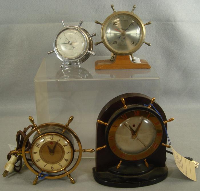 Appraisal: ships wheel barometers Airguide unsigned ships wheel electric clocks Telechron