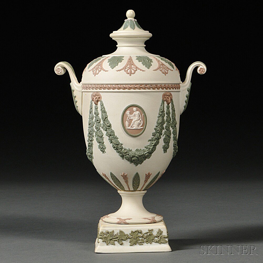 Appraisal: Wedgwood Three-color Jasper Vase and Cover England th century with