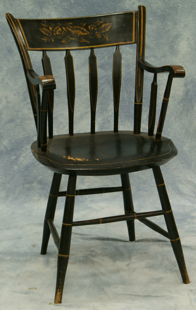 Appraisal: Hitchcock style painted arrow back country armchair th c paint