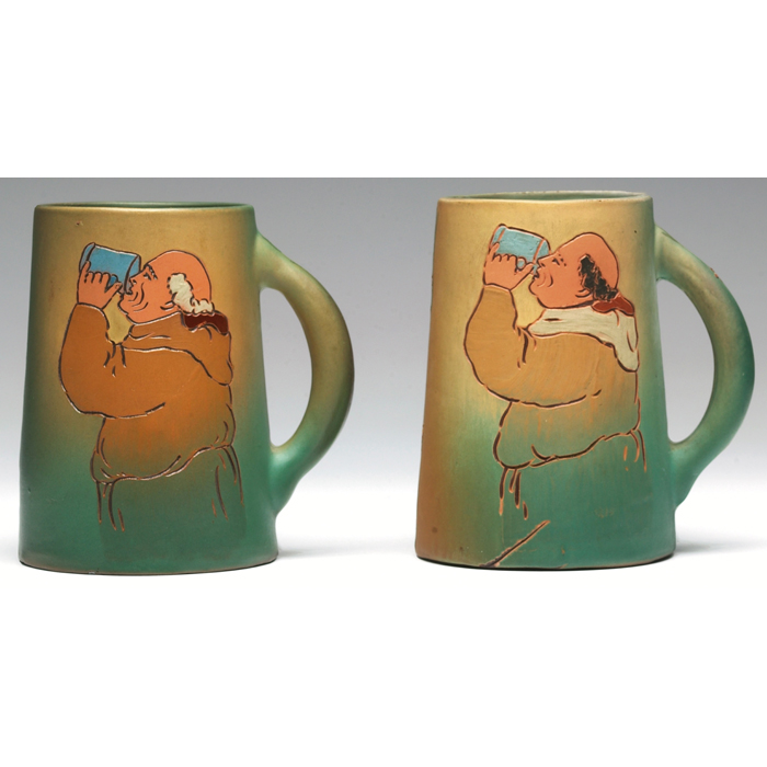 Appraisal: Weller Dickensware mug incised and painted portrait of a monk