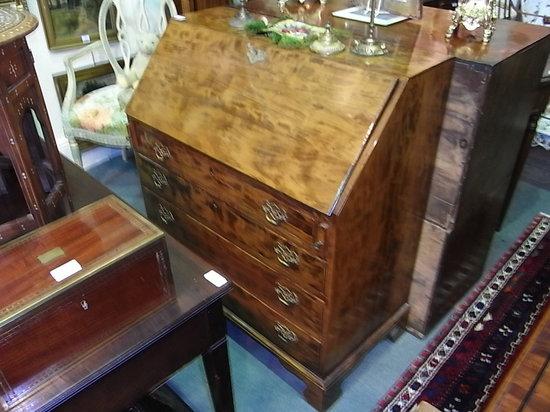 Appraisal: A TH CENTURY APPLEWOOD BUREAU with fall front fitted interior