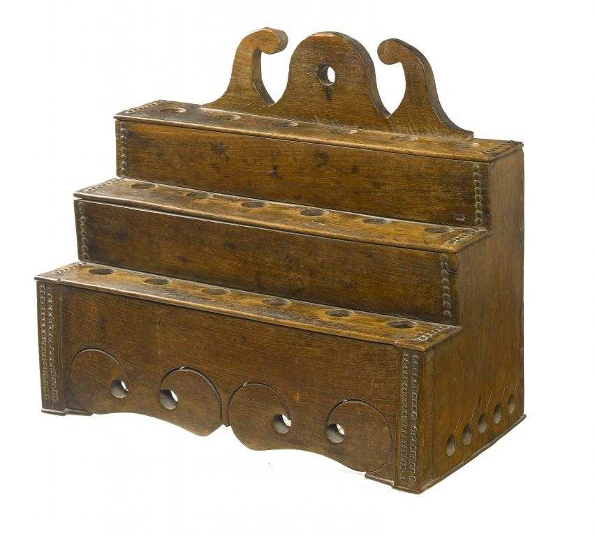 Appraisal: AN OAK THREE TIER SPOON RACK ENGLISH OR WELSH the