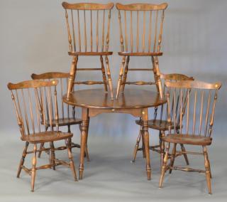 Appraisal: Seven piece lot including a Hitchcock round maple table with