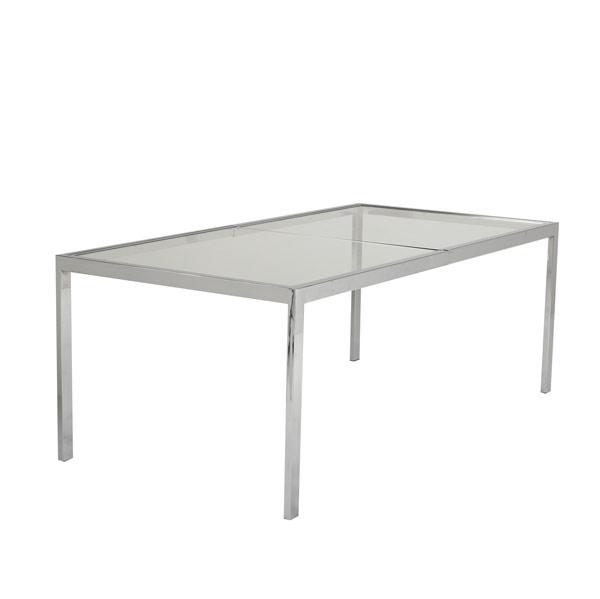 Appraisal: MILO BAUGHMAN Chrome and glass dining table x x