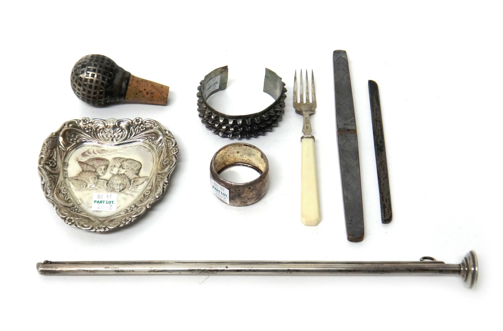 Appraisal: Silver and silver mounted wares comprising a late Victorian taper