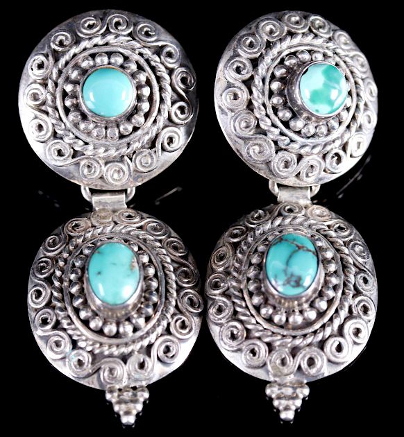 Appraisal: Navajo Sterling Kingman Turquoise Earrings Featured for bidding in this