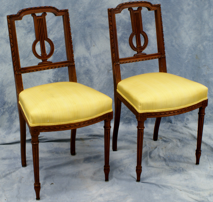 Appraisal: Pr Louis XVI style side chairs gold upholstered seats Estimate