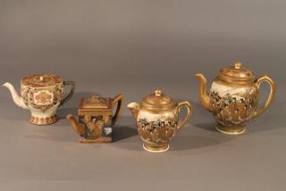 Appraisal: Four Satsuma Teapots Various sizes all signed in h tallest