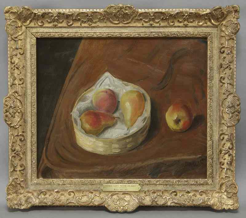 Appraisal: Leon Underwood ''Still Life with Pears'' oilpainting on canvas Canvas