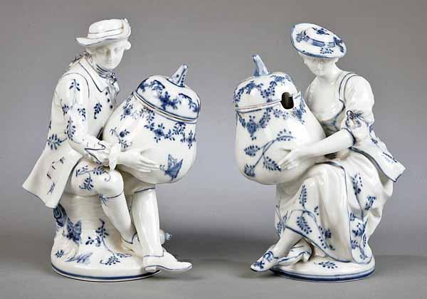 Appraisal: A Near Pair of German Blue and White Porcelain Figural