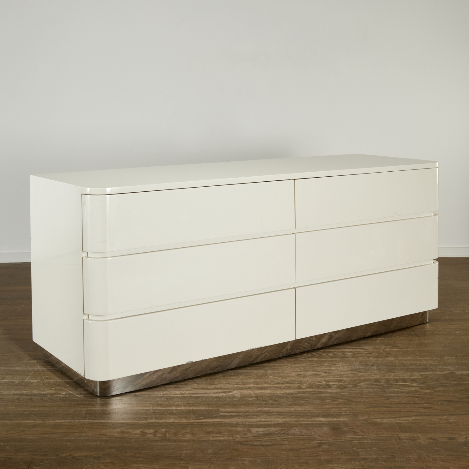 Appraisal: KARL SPRINGER ATTRIB -DRAWER LACQUERED DRESSER c s American white