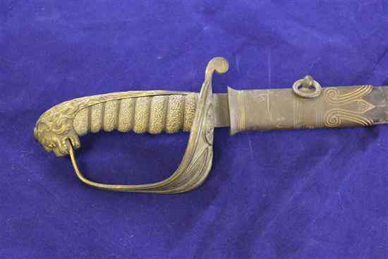 Appraisal: A late th century Naval officer's sword with inch acid