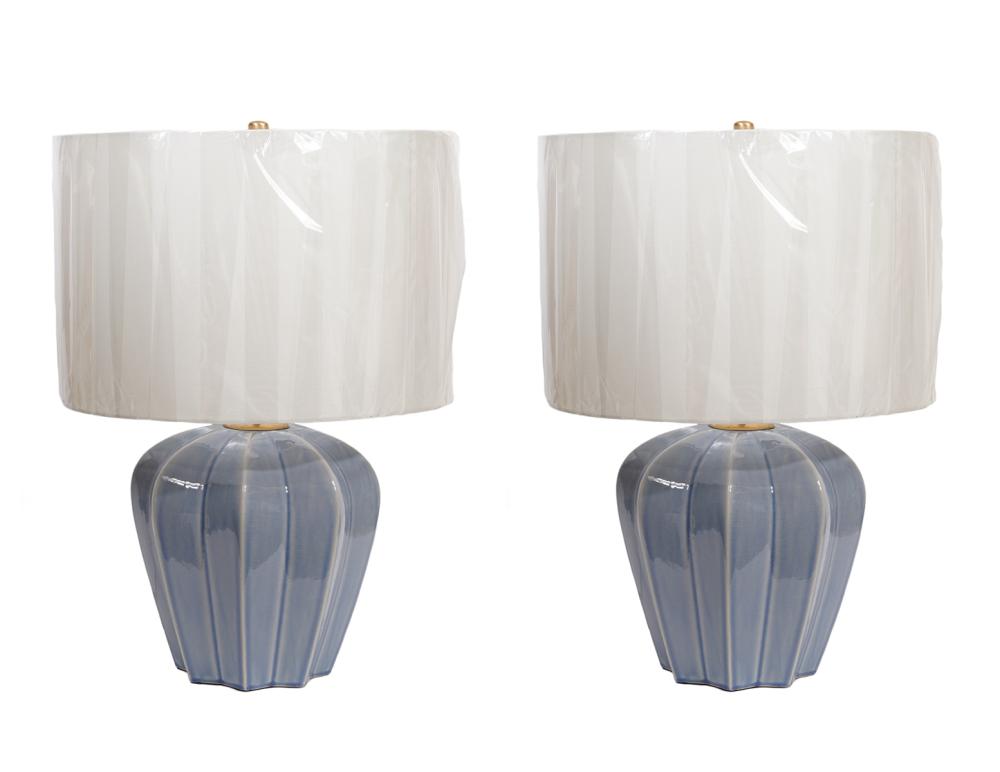 Appraisal: PR GLAZED TABLE LAMPS BY VISUAL COMFORT COPair of reactive