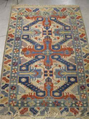 Appraisal: Persian Handmade Rug elaborate designs ivory field ' '' x