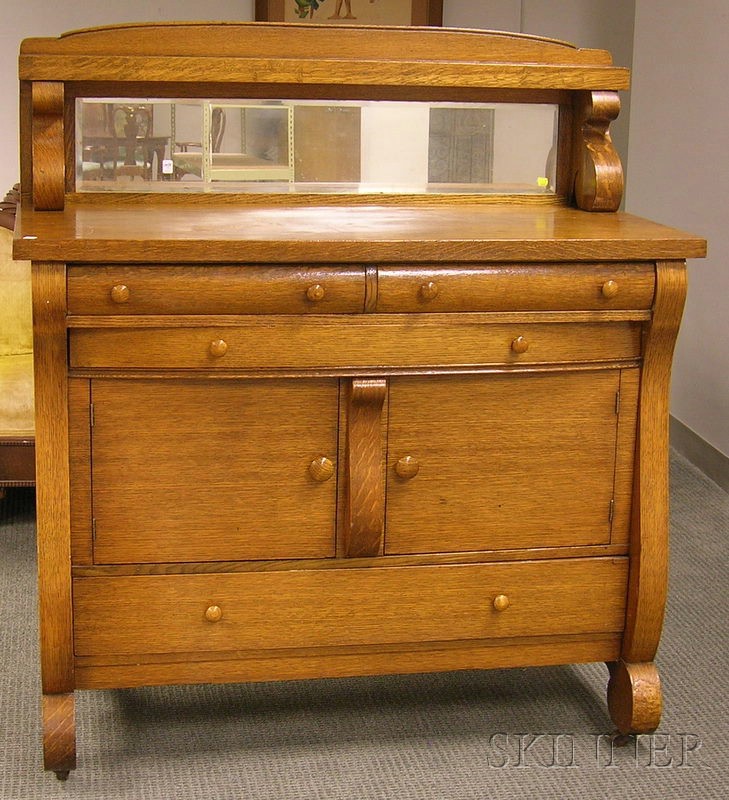 Appraisal: Early th Century Oak and Mirrored Sideboard