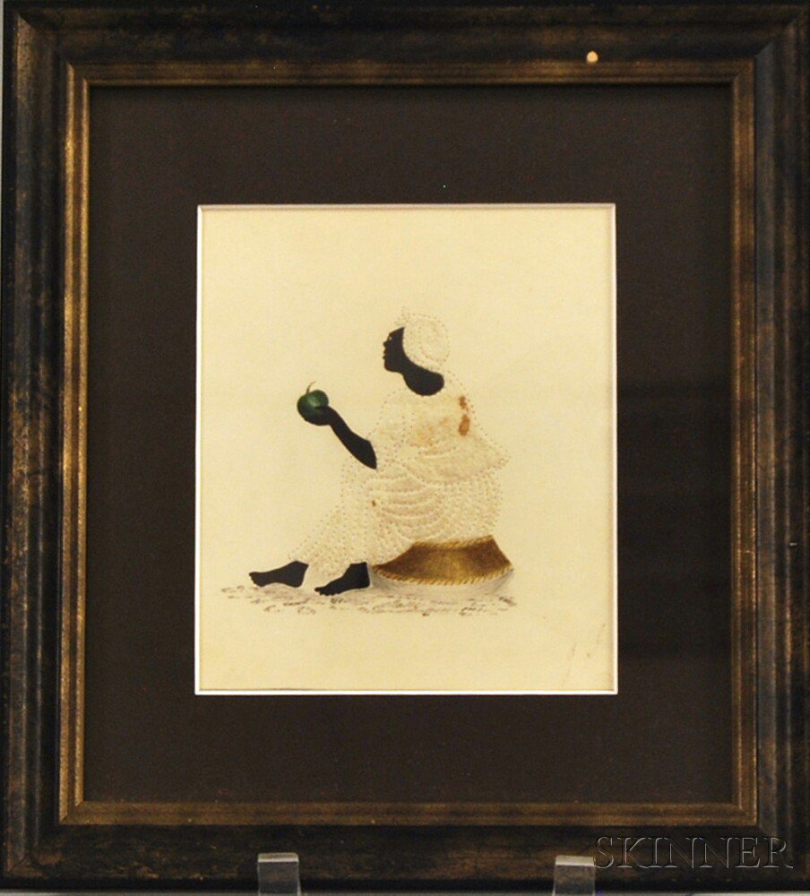 Appraisal: Small Framed Pinpricked Stippled Watercolor depicting a seated black woman