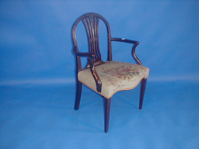 Appraisal: A thC mahogany dining chair with pierced wheat sheaf and