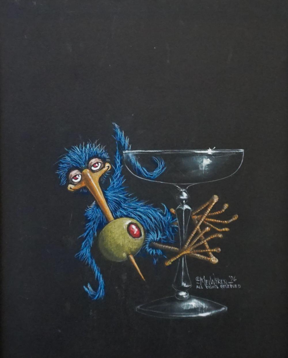 Appraisal: MEL WIKE AMERICAN B 'DRUNK BIRD' CHALK ON PAPER FRAME