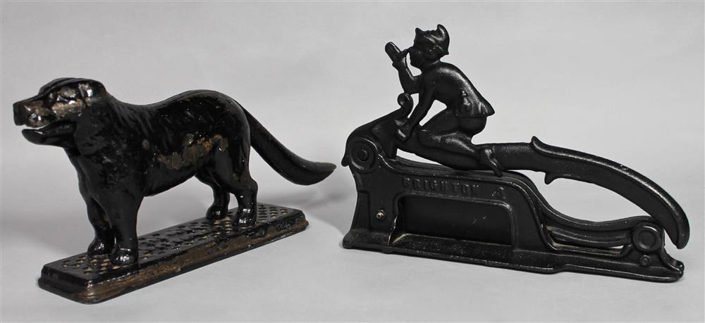 Appraisal: CAST IRON DOG NUTCRACKER AND A BRIGHTON CAST IRON CIGAR