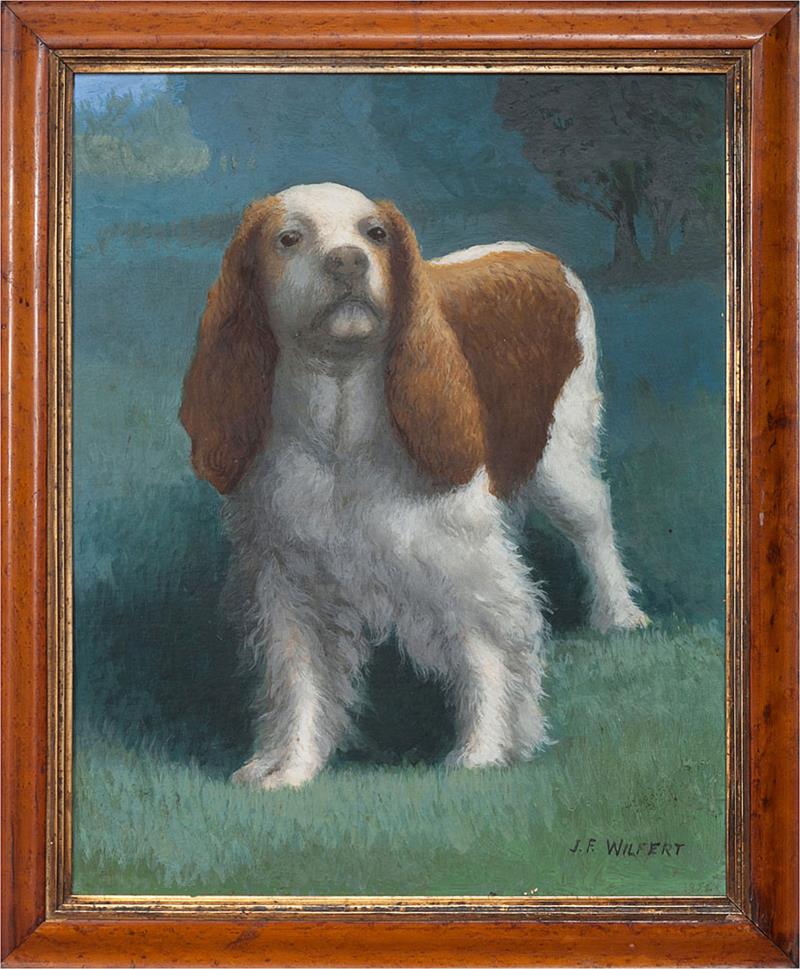 Appraisal: J F Wilfert Spaniel Oil on panel signed 'J F