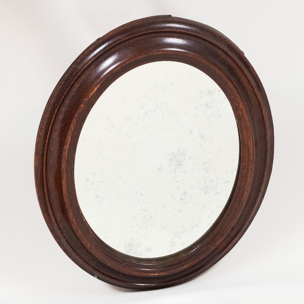 Appraisal: Stained Oak Molded Oval Mirror x in Condition In good