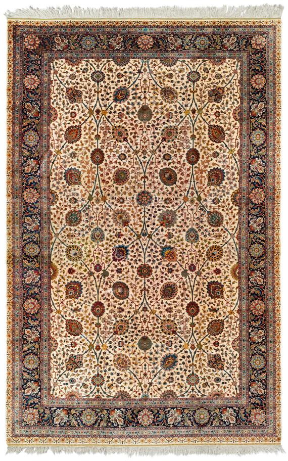 Appraisal: TABRIZ old Beige ground patterned throughout with flowers and palmettes