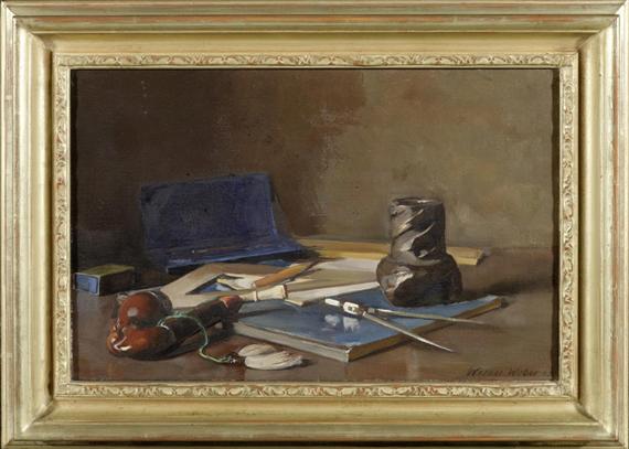 Appraisal: WEBER WERNER Langnau - R schlikon Still life with pipe