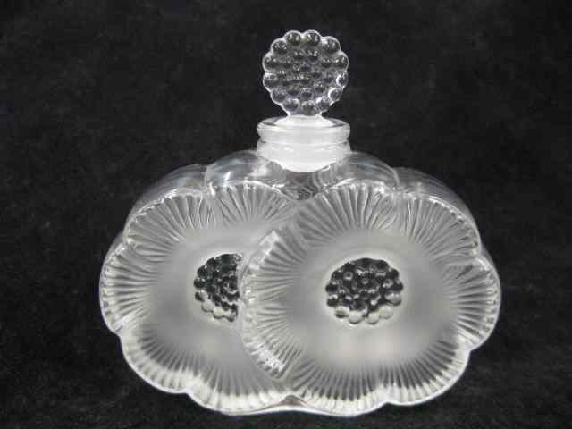 Appraisal: Lalique French Crystal Perfume Bottle double floral frosted signed excellent