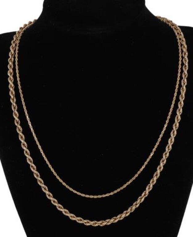 Appraisal: lot of Estate kt yellow gold rope chains hollow with