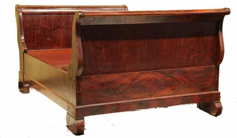 Appraisal: American Classical Sleigh Bedlate th century mahogany and mahogany veneers