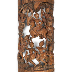 Appraisal: A Thai Pierce-Carved Wood Panel TH CENTURY Height x width