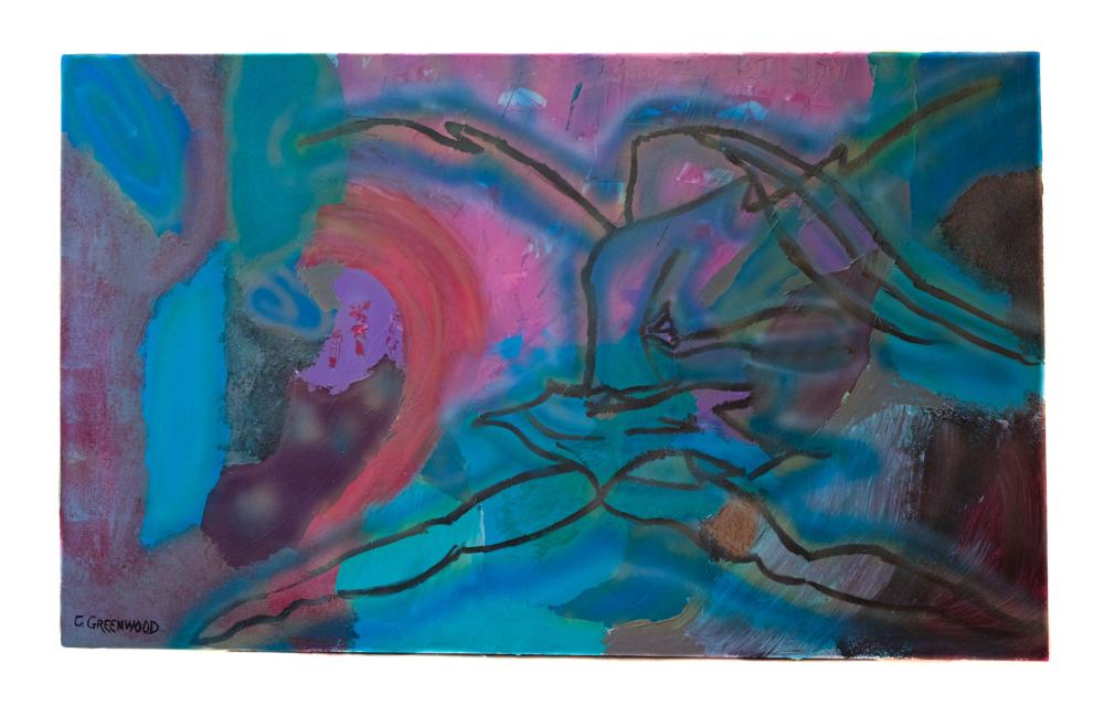 Appraisal: CONTEMPORARY FIGURAL ABSTRACT PAINTING ON CANVASC Greenwood American th st