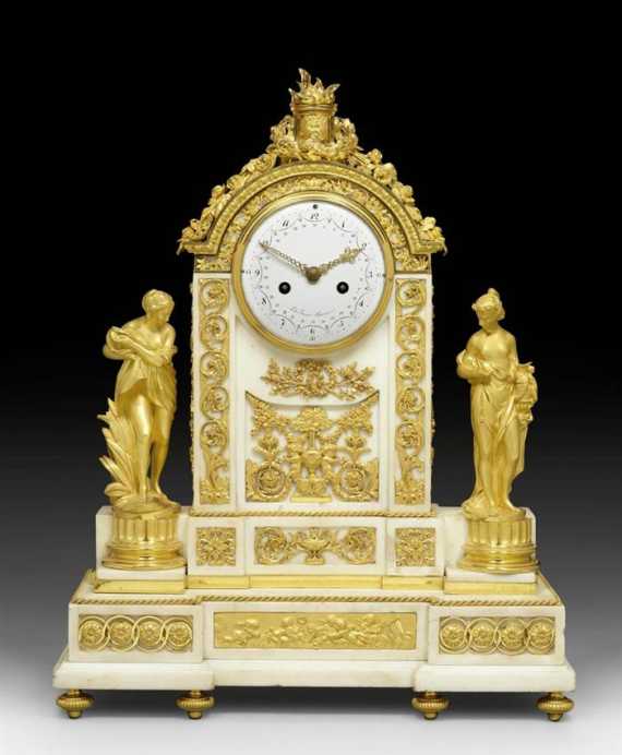 Appraisal: MANTEL CLOCK AUX NYMPHES Louis XVI the bronze attributed to