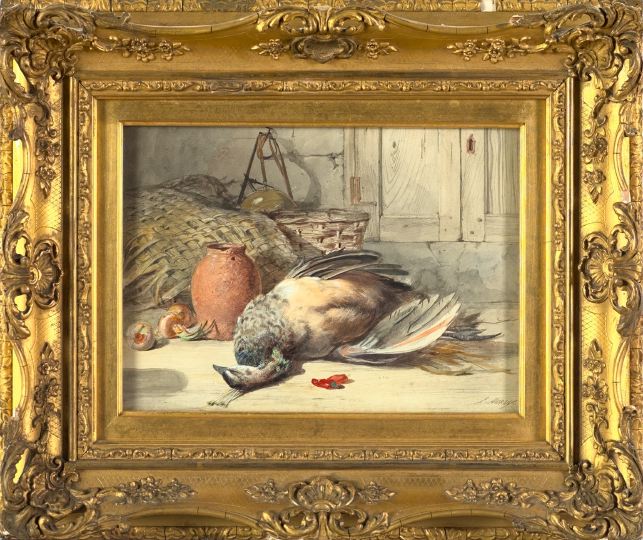 Appraisal: James Hardy British - Still Life of Dove Baskets and