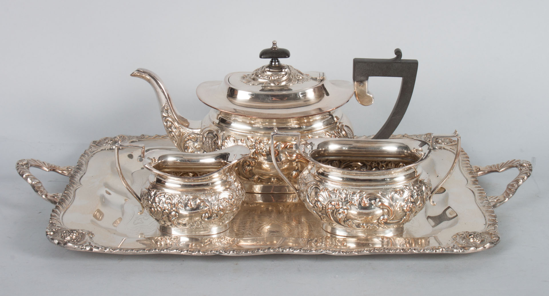 Appraisal: Sheffield silver-plated -piece tea set and a tray