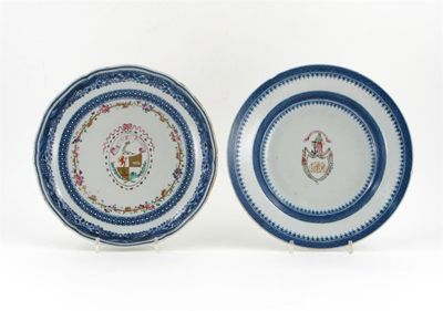 Appraisal: Two Chinese armorial dishes one a soup plate decorated with