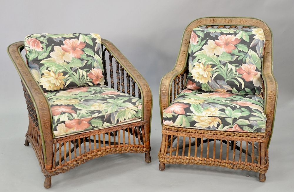 Appraisal: Two Art-Deco rattan armchairs Two Art-Deco rattan armchairs Condition All