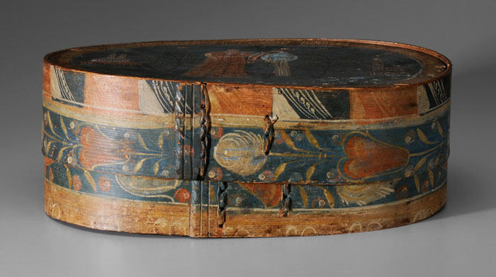 Appraisal: Painted Bride's Box probably Scandinavian late th early th century