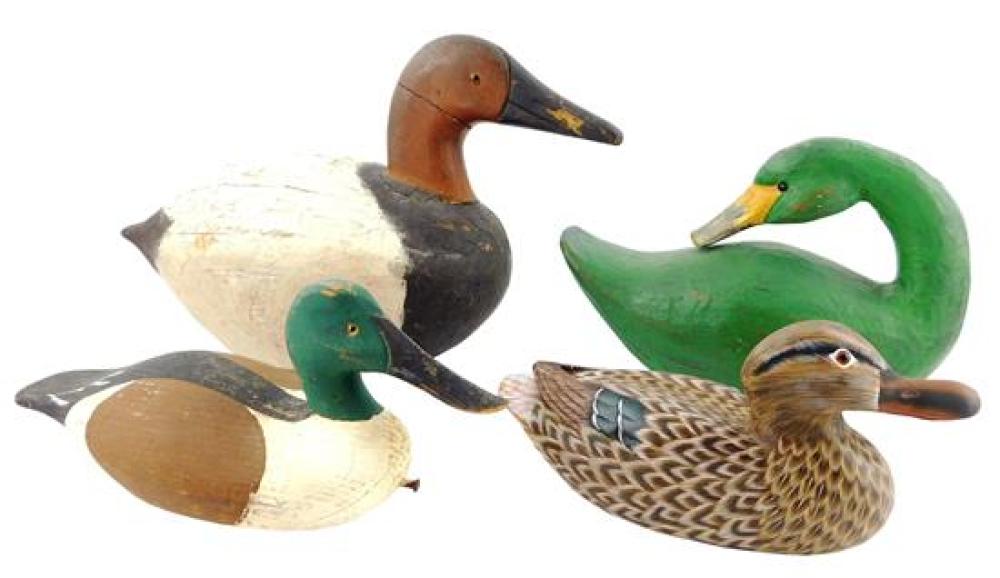 Appraisal: Duck and goose wooden decoys all hand carved and painted