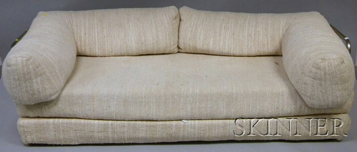 Appraisal: Modern Bent Metal Sofa with Upholstered Cushions